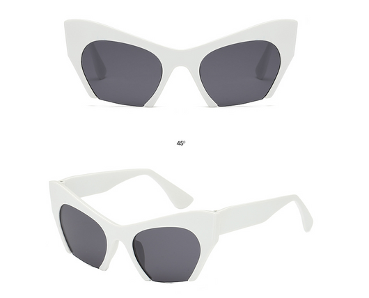 Red cat-eye sunglasses with silver mirrored lenses, featuring a bold retro frame design. - Image 8