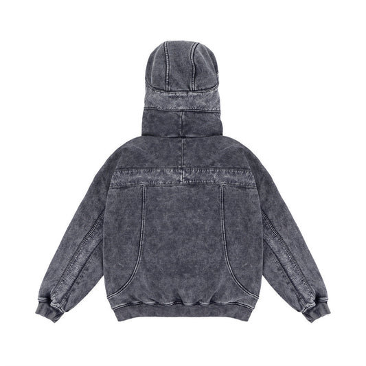 Sudadera Hoodie Hombre Diseño Distressed con Costuras Contrastantes - Forro Polar Grueso Invierno - Image 2