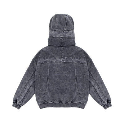 Sudadera Hoodie Hombre Diseño Distressed con Costuras Contrastantes - Forro Polar Grueso Invierno - Image 2
