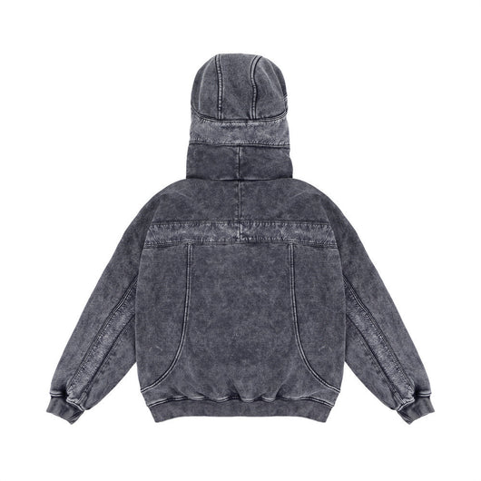 Sudadera Hoodie Hombre Diseño Distressed con Costuras Contrastantes - Forro Polar Grueso Invierno - Image 2