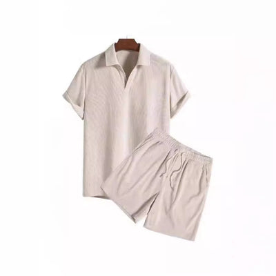 Conjunto de Playa Casual Dos Piezas en Pana Multicolor con Manga Corta - Image 4