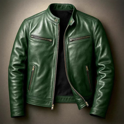 Chaqueta de Cuero PU para Motociclista con Cuello Alzado - Image 3