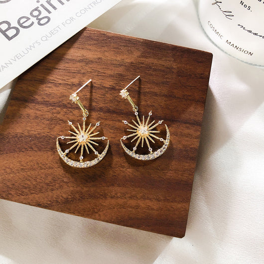 Aretes Sol y Luna con Diamantes - Image 7
