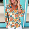 Blusa Casual Escote V Estampado Floral