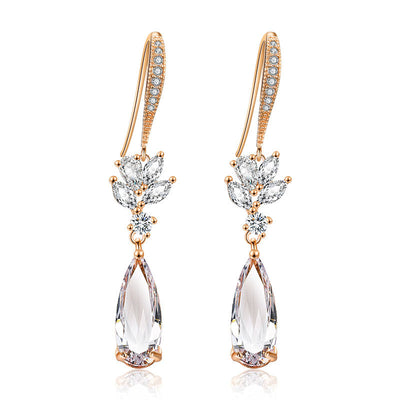 Aretes de Boda Gota de Agua Coreanos Largos - Image 4
