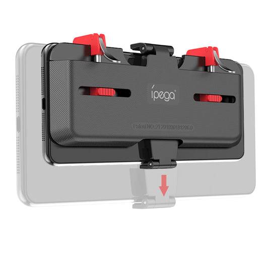 Black ipega mobile phone game controller with red trigger buttons attached to a smartphone playing a battle royale game. - Image 4