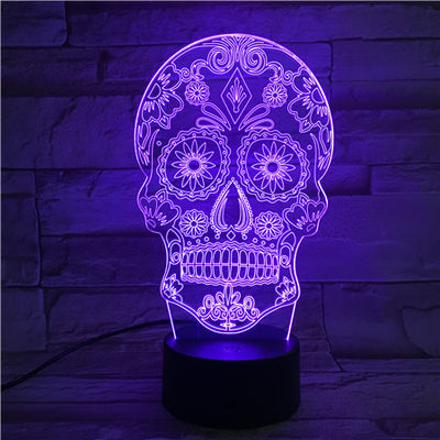 Lámpara Nocturna 3D Calavera Floral - Image 13