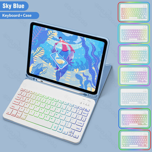 Funda iPad con Teclado Bluetooth Luminoso en Cuero Premium - Image 7