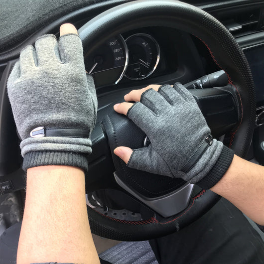 Guantes sin dedo para hombre y mujer sin forro de terciopelo para otoño e invierno - Image 3