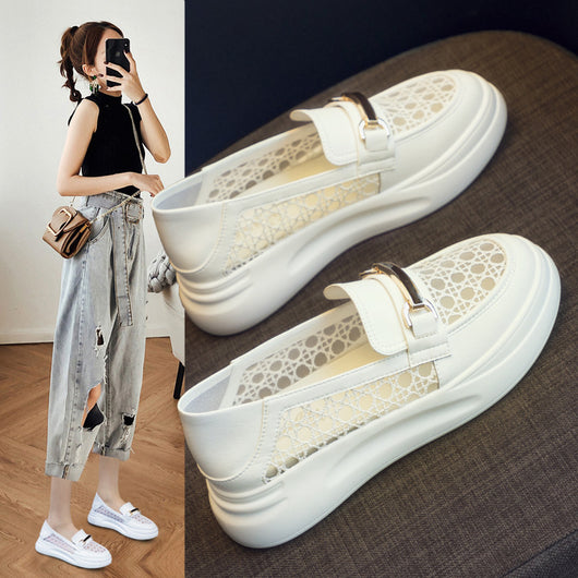 Mocasines Plataforma Cuero Blanco para Mujer - Comodidad Explosiva Otoño - Image 8