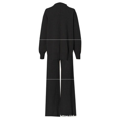 Conjunto de Pantalón Ancho y Suéter Tejido Grueso para Mujer - Image 4