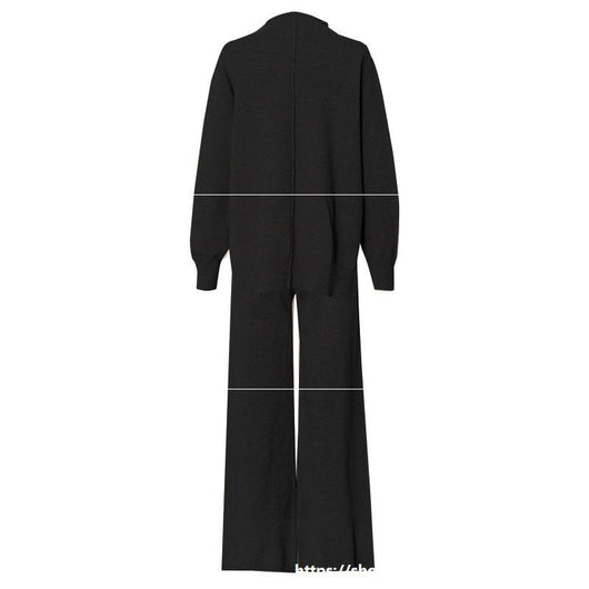 Conjunto de Pantalón Ancho y Suéter Tejido Grueso para Mujer - Image 4
