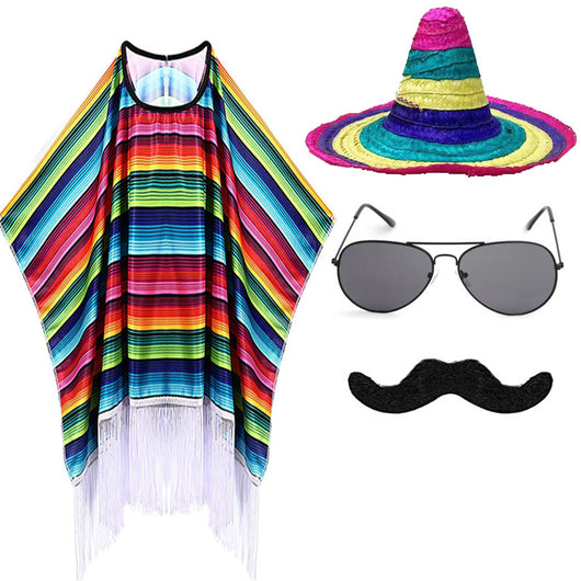 Capa Mexicana Disfraz Halloween - Poncho Fiesta Adulto e Infantil con Accesorios - Image 29