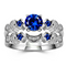 Anillo de Luna Azul Compromiso - Diseño Europeo Piedra Gema Incrustada