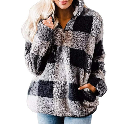 Abrigo Oversized de Cuadros con Cuello Alzado y Detalles en Contraste - Image 5