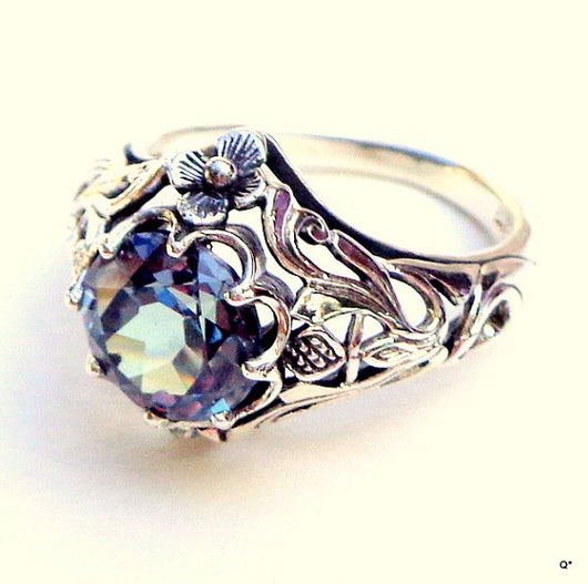 Anillo de Cristal Azul Lujo con Flor para Mujer - Joyería Elegante - Image 2