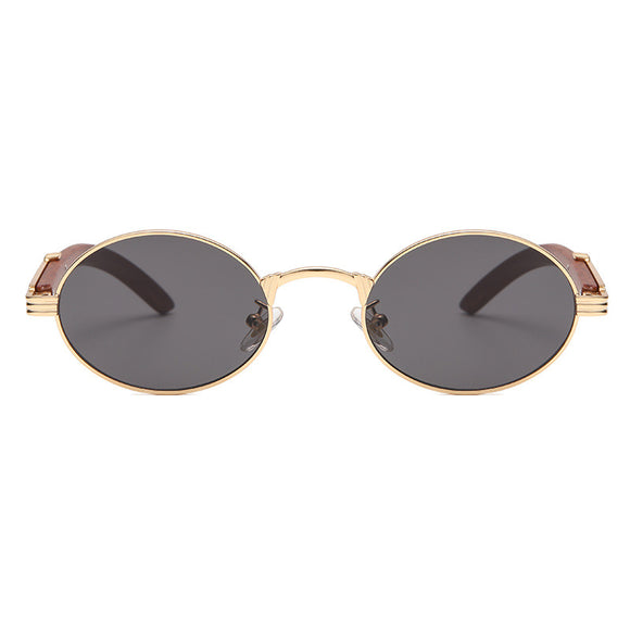 Gafas de Sol Retro Marco Redondo Pequeño con Textura Madera