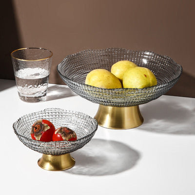 Plato de Frutas de Vidrio Dorado para Mesa de Té - Image 2