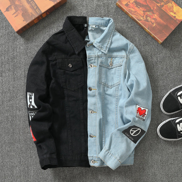 Chaqueta de Mezclilla Suelta con Estampado para Hombre