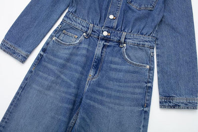 Jumpsuit de Mezclilla Recta Tendencia Urbana para Mujer - Image 8