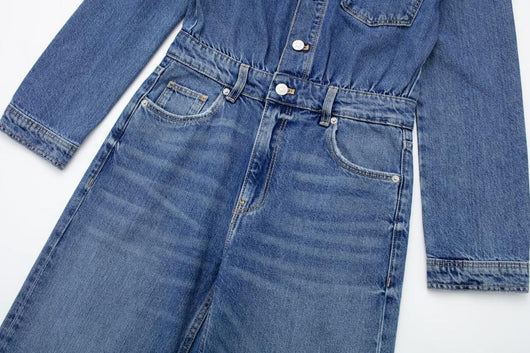 Jumpsuit de Mezclilla Recta Tendencia Urbana para Mujer - Image 8