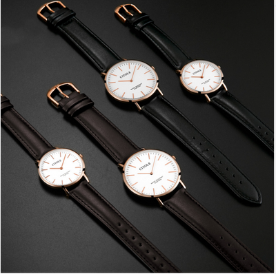 Reloj de Pareja con Esfera Grande y Correa de Cuero - Image 2
