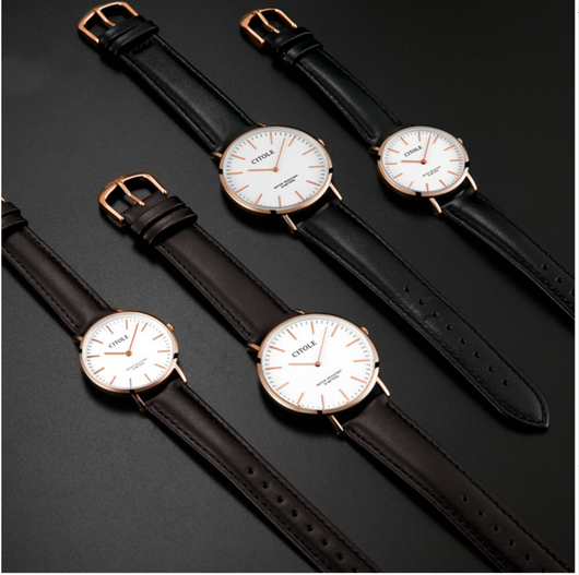 Reloj de Pareja con Esfera Grande y Correa de Cuero - Image 2