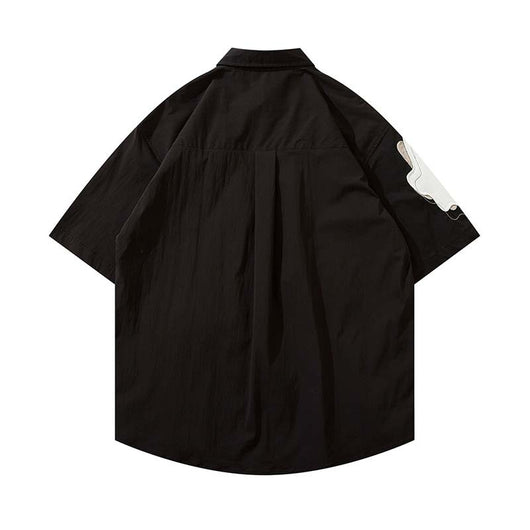 Camisa de Manga Corta con Cuello Fruncido para Hombre - Image 4