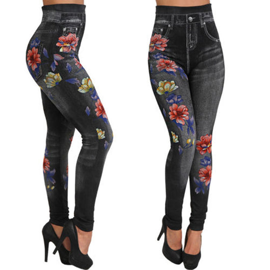 Leggins Ajustados de Algodón con Efecto Denim y Detalles Recortados - Image 15