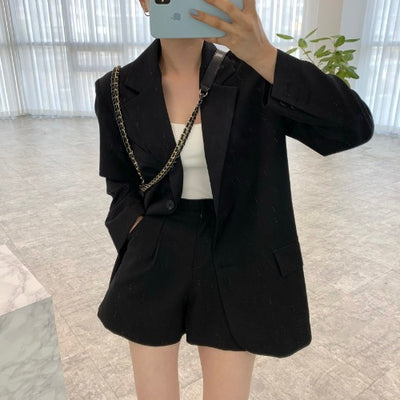 Blazer Suelto Primavera con Short A-Line de Cintura Alta para Mujer - Image 2