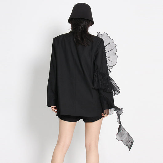 Chaqueta Mesh Suelta con Volantes - Estilo Casual Moderno - Image 4