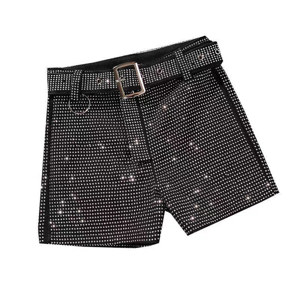 Shorts Vaqueros Elásticos con Diamantes para Mujer - Ajuste Slim