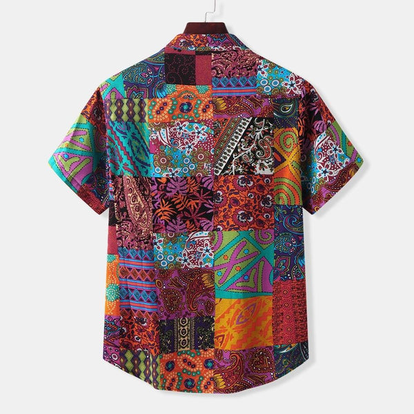 Camisa Casual de Manga Corta con Estampado Geométrico - Image 4