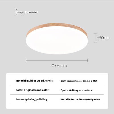 Lámpara de Techo LED Redonda Minimalista Nórdica en Madera Maciza - Image 9