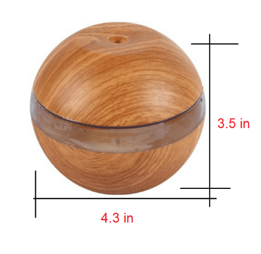 Mini essential oil diffuser humidifier with wood grain finish, USB cable, and instruction manual on a white background. - Image 4