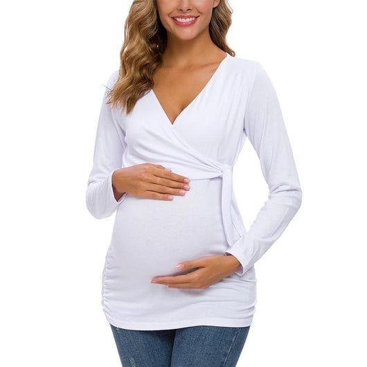 Blusas Premamá de Manga Larga y Cuello en V - Image 23
