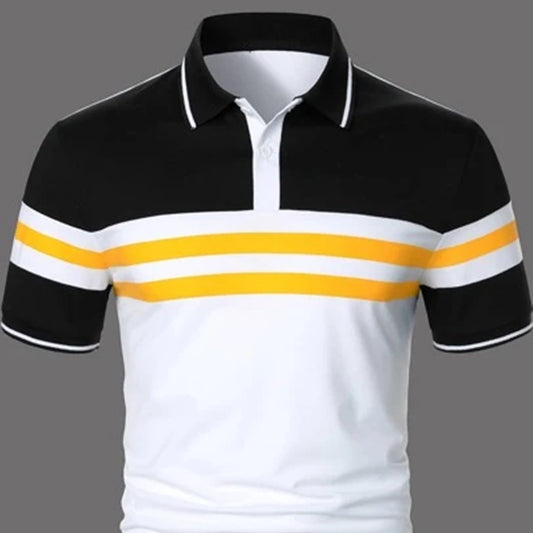 Polo Manga Corta a Rayas para Hombre - Diseño Clásico con Botones