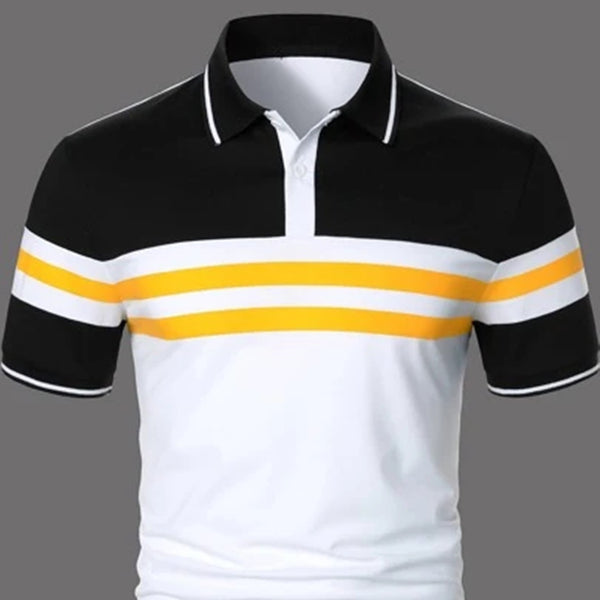 Polo Manga Corta a Rayas para Hombre - Diseño Clásico con Botones