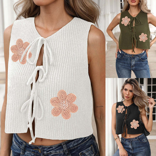 Chaleco Cardigan Mujer con Lazada y Encaje - Image 20