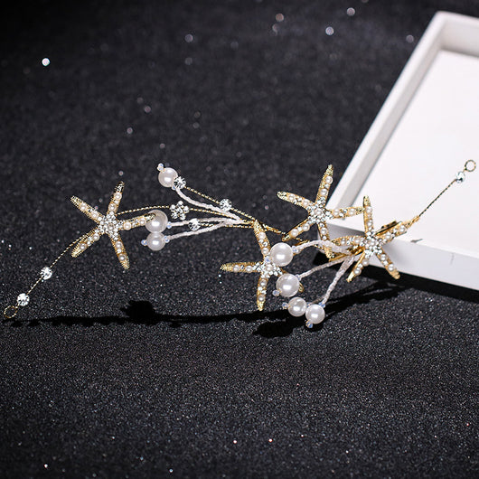 Diadema Estrella de Mar con Perlas para Novia - Joya de Cabello Elegante - Image 13