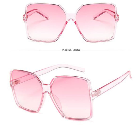 Oversized square sunglasses with a black and tortoiseshell frame and gradient purple lenses, shown from two angles. - Image 7