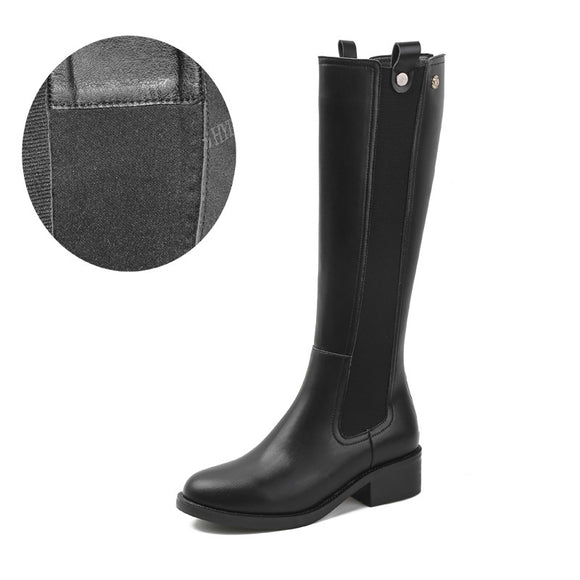 Botas para Mujer con Caña Ancha y Tacón Grueso