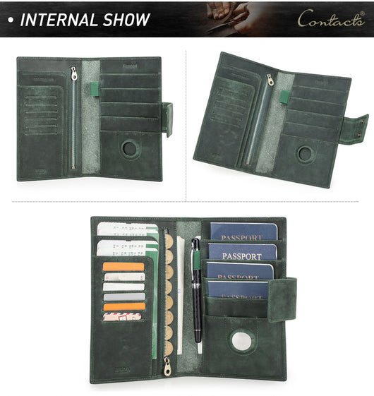 Cartera Pasaporte Cuero Genuino Crazy Horse Negro con Alarma Antirrobo - Image 26