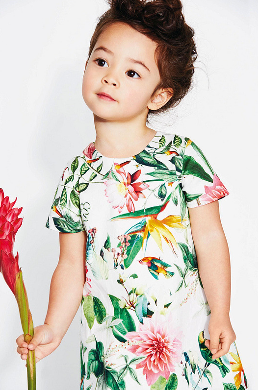Vestido Infantil de Algodón con Estampado Floral Jacquard - Image 8