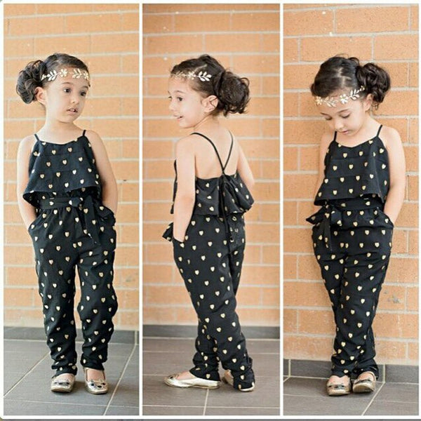 Conjunto de Verano para Niñas - Jumpsuit de Algodón con Lunares y Tirantes
