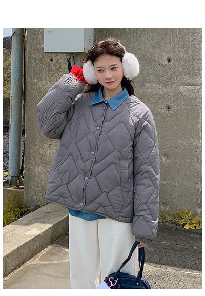 Chaqueta Acolchada Corta Estilo Coreano Cuello Redondo para Mujer - Image 22