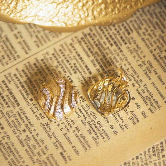Aretes Clip Plata 925 Chapados en Oro con Circonitas