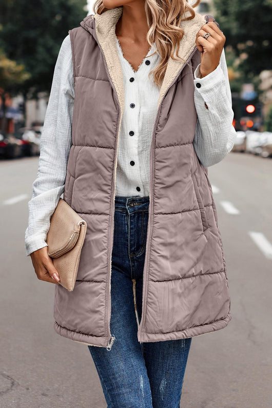 Chaleco Cardigan Reversible Slim Fit Elegante con Capucha - Image 11