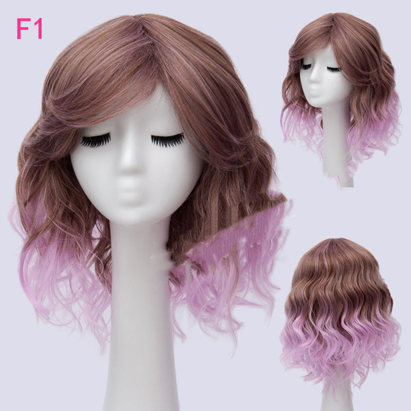 Peluca Rizada Corta de Colores para Cosplay y Eventos