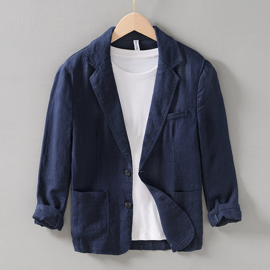 Traje de Lino con Cuello Clásico - Diseño Retro Fácil de Combinar